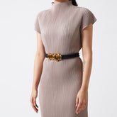 Gold/Black Stacked Cord Belt.